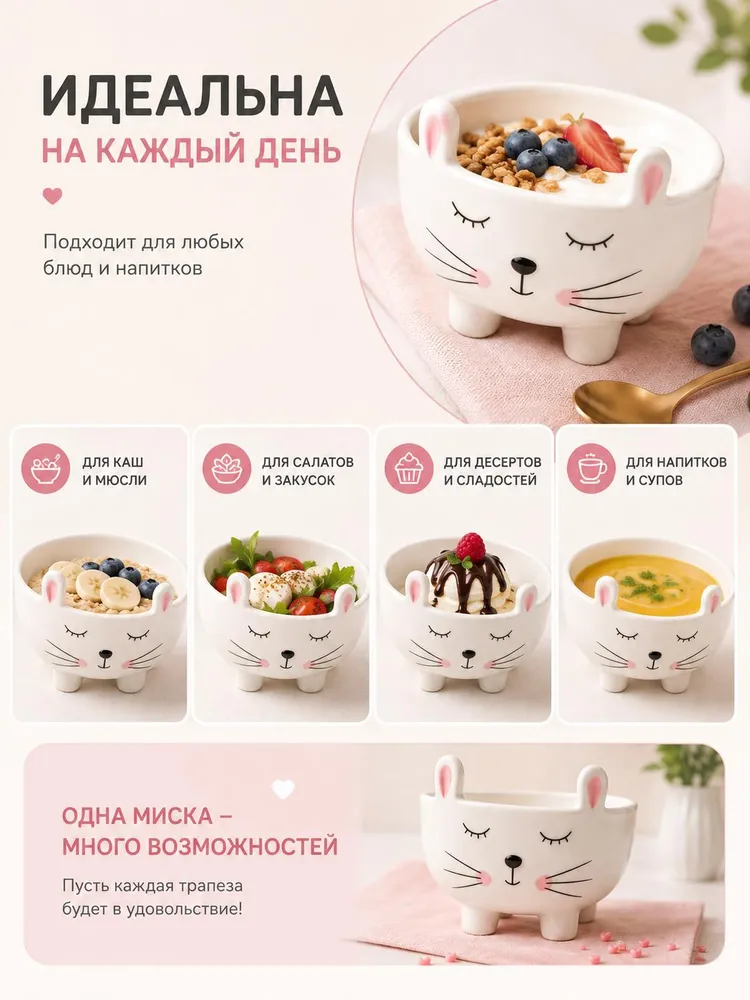 Тарелка кролик rabbit bowl 450 мл милый подарок, 450 мл, фото 4
