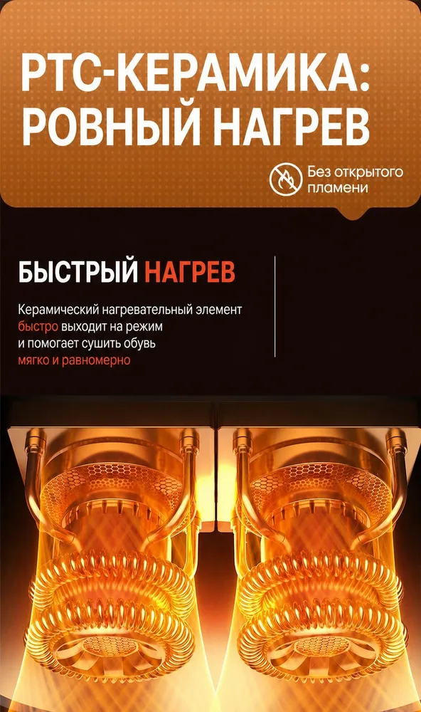 Сушилка для обуви электрическая на 6 рукавов, PTC-нагрев, термоконтроль, таймер 3/6/9 ч, складная, вариант, фото 5
