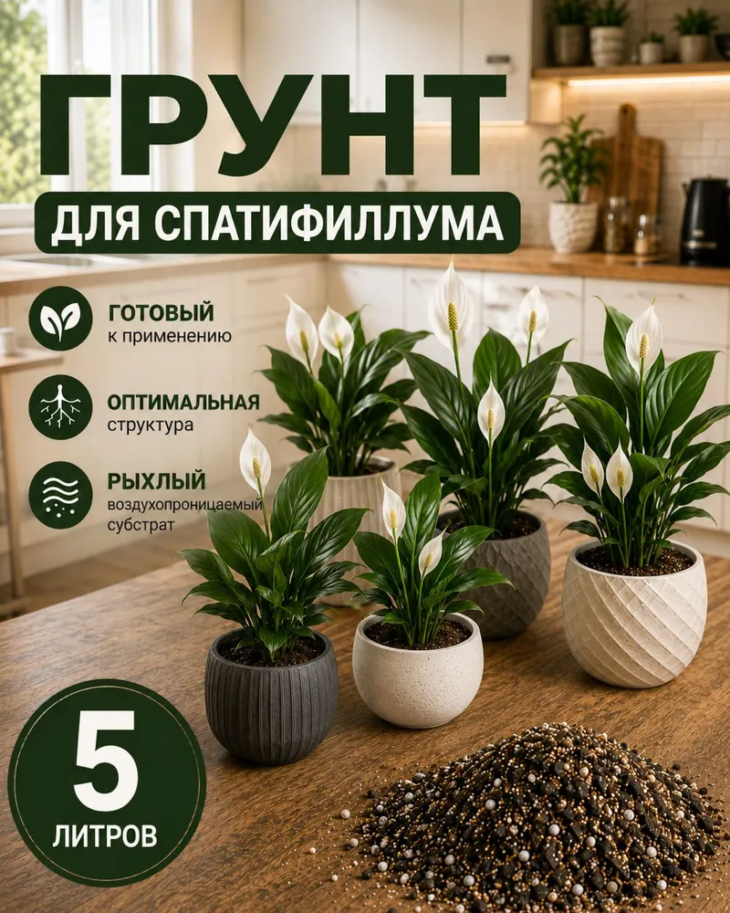 Грунт для Спатифиллума 5 литров, вариант