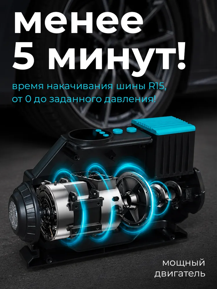 Автомобильный компрессор для шин от прикуривателя 12В и от сети 220В RIVERTECH, вариант, фото 4