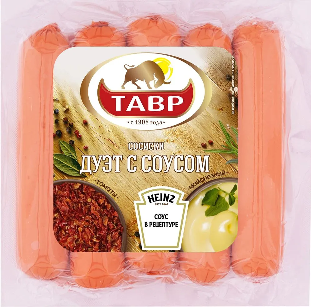 Сосиски Дуэт с соусом, 300 г, Тавр, 300 г