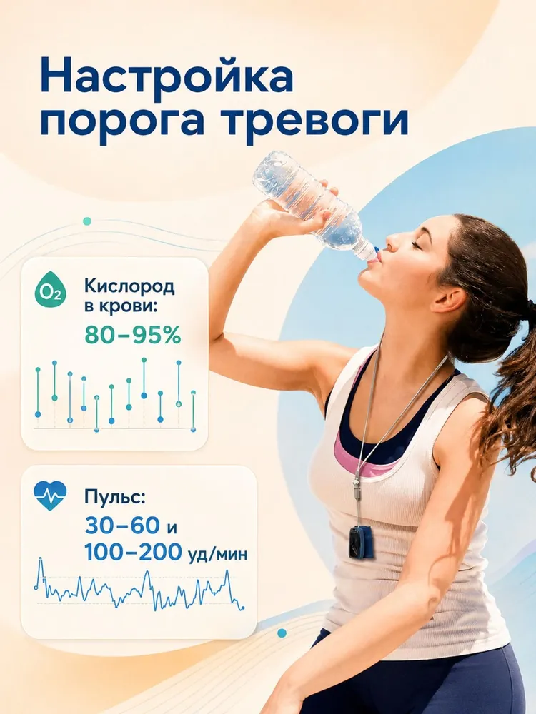 Wellue Пульсометр, Датчик уровня кислорода в крови, черный, темно-синий, синий, фото 3