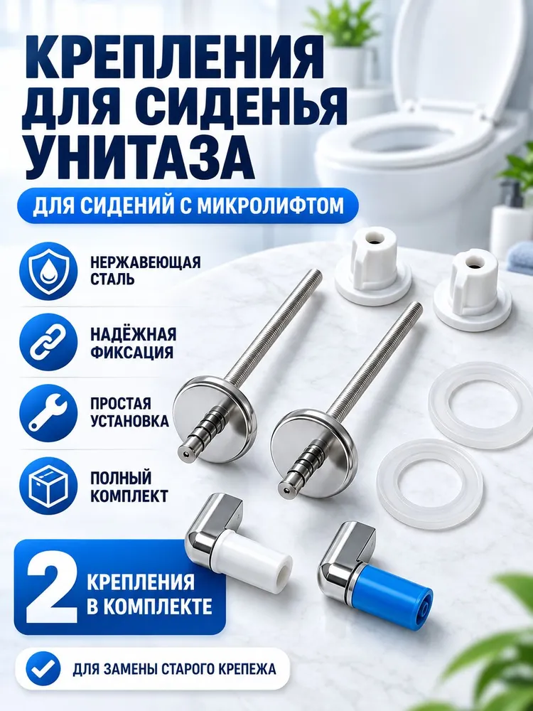 Комплект креплений для сиденья и крышки унитаза AHS.171K, 2 шт., для сидений с микролифтом, 2 шт