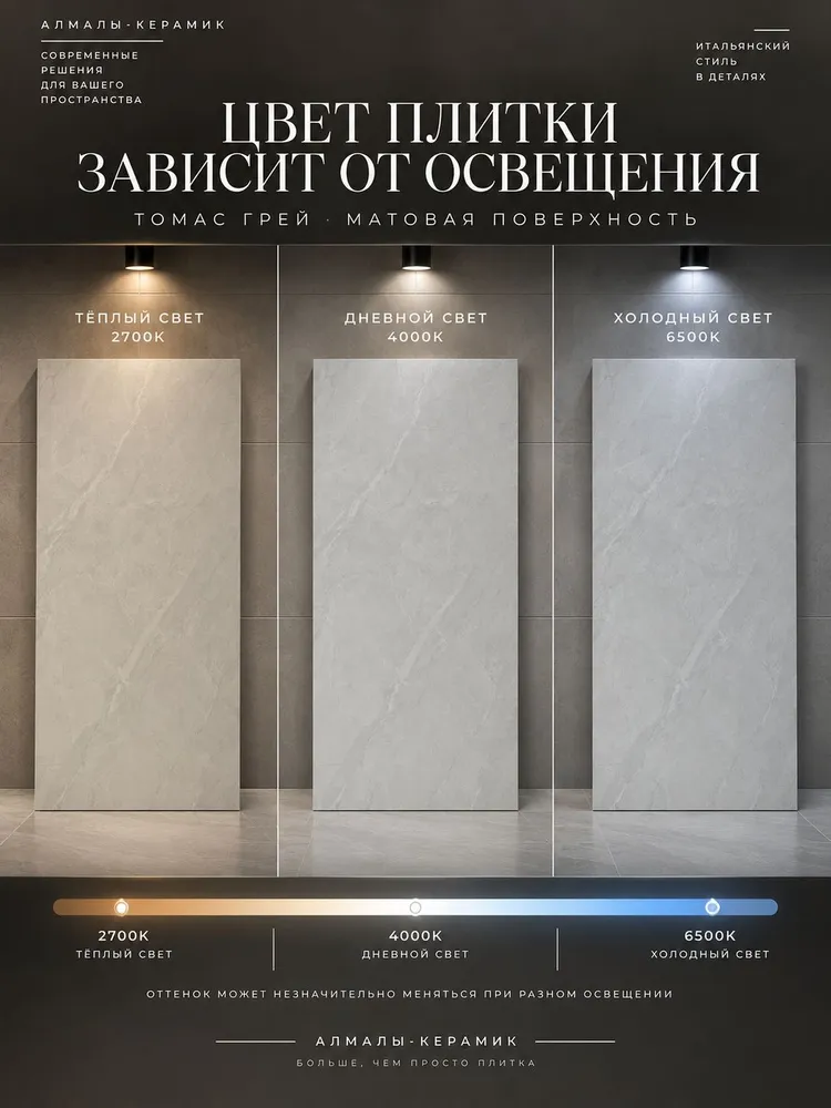 Керамогранит Томас Грей 60x120 матовый серый для пола и стен, 2 шт., 1,44 м, 60x120, 2 шт, фото 4