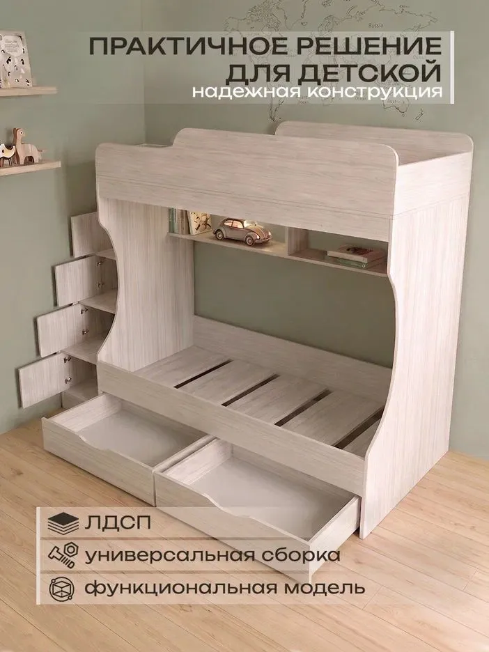 Кровать двухъярусная Каприз-22 Анкор белый, белый, фото 6