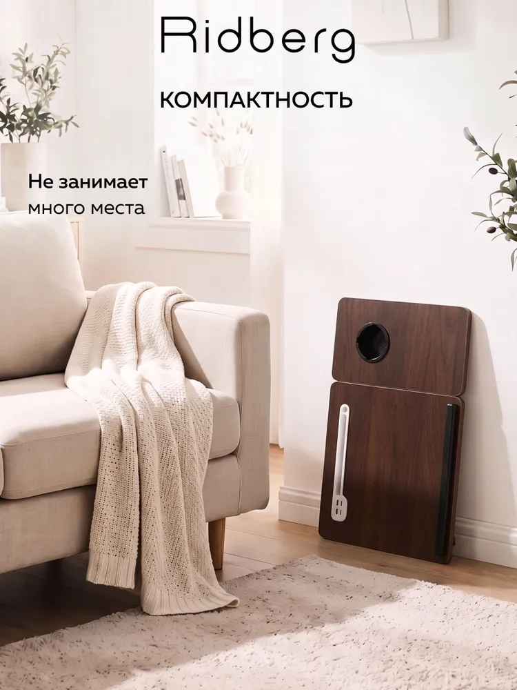 Столик для ноутбука складной с USB-хабом, подставка для ноутбука в кровать Ridberg, вариант, фото 6