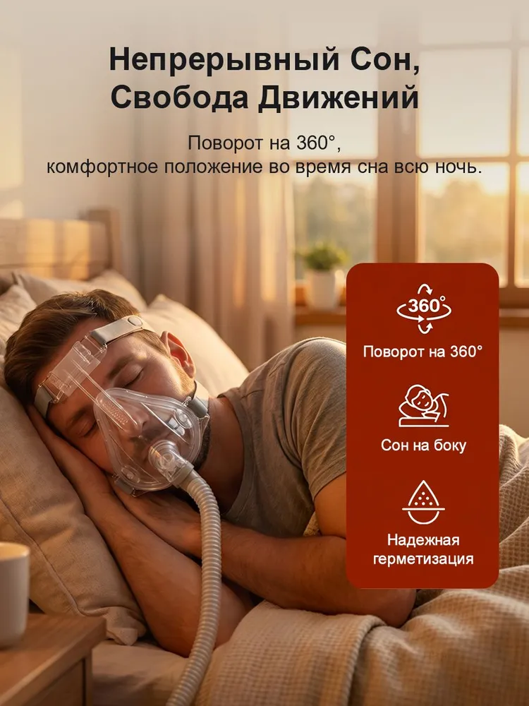 Рото-Носовая Маска для сипап, с креплением к голове BMC CPAP СИПАП FM2 M, вариант, фото 4