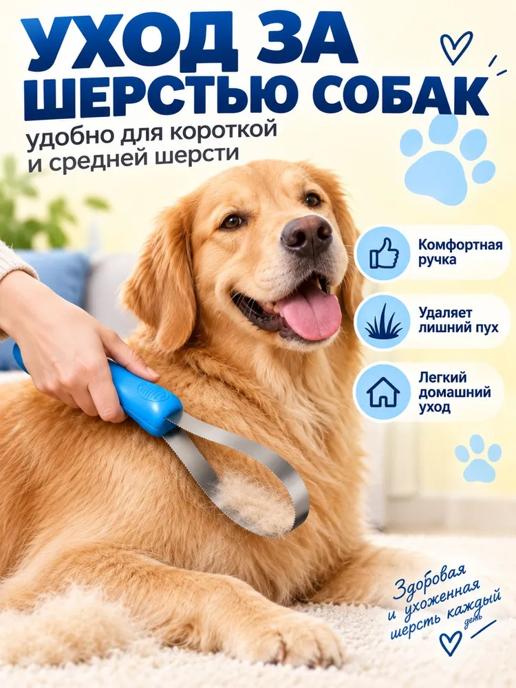 Расческа для собак и кошек, скребок для вычесывания шерсти, скребница, пуходерка, чесалка, вариант, фото 5