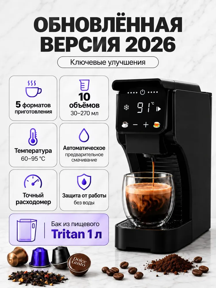 Кофемашина капсульная Weiz Omni Barista С1P. White, черный, фото 2
