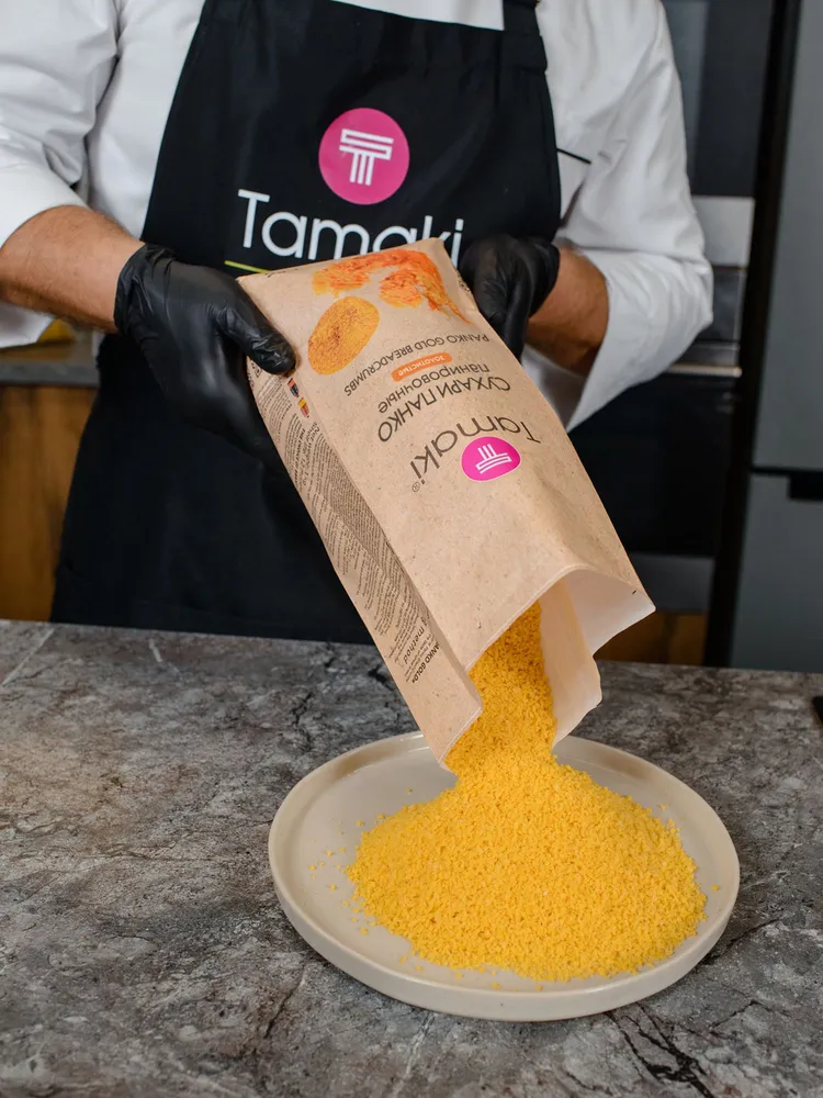 Сухари панировочные панко Золотистые /Gold Tamaki 1кг, хрустящая корочка, воздушная текстура, 1 кг, фото 3