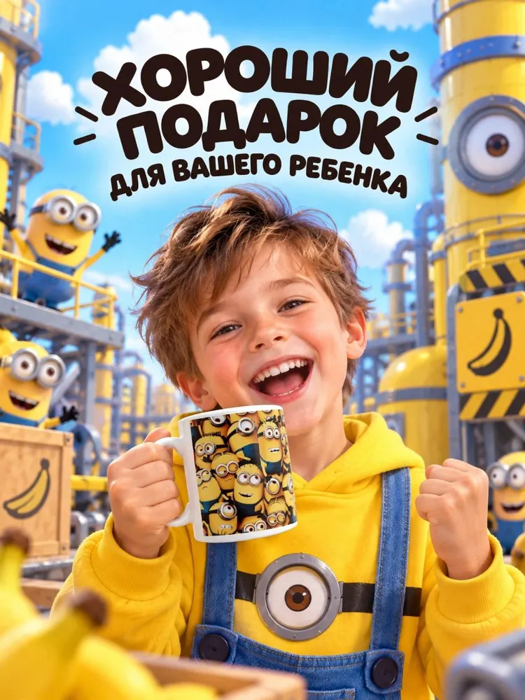 Детская кружка / кружка с миньонами, "Гадкий я", Disney, объём 320 мл, 320 мл, фото 4