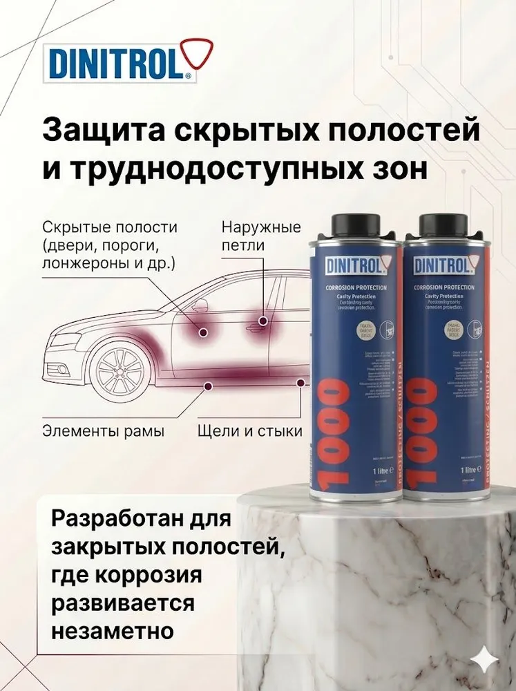 Dinitrol 1000 - Автомобильная антикоррозийная мастика для скрытых полостей, евробаллон / 2000 мл, 2 л, фото 4