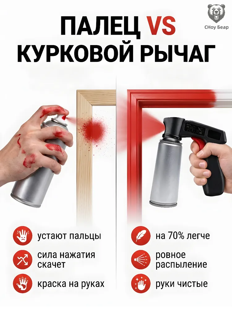 Пистолет для баллончика с краской/пистолет насадка для аэрозольных баллонов, вариант, фото 2
