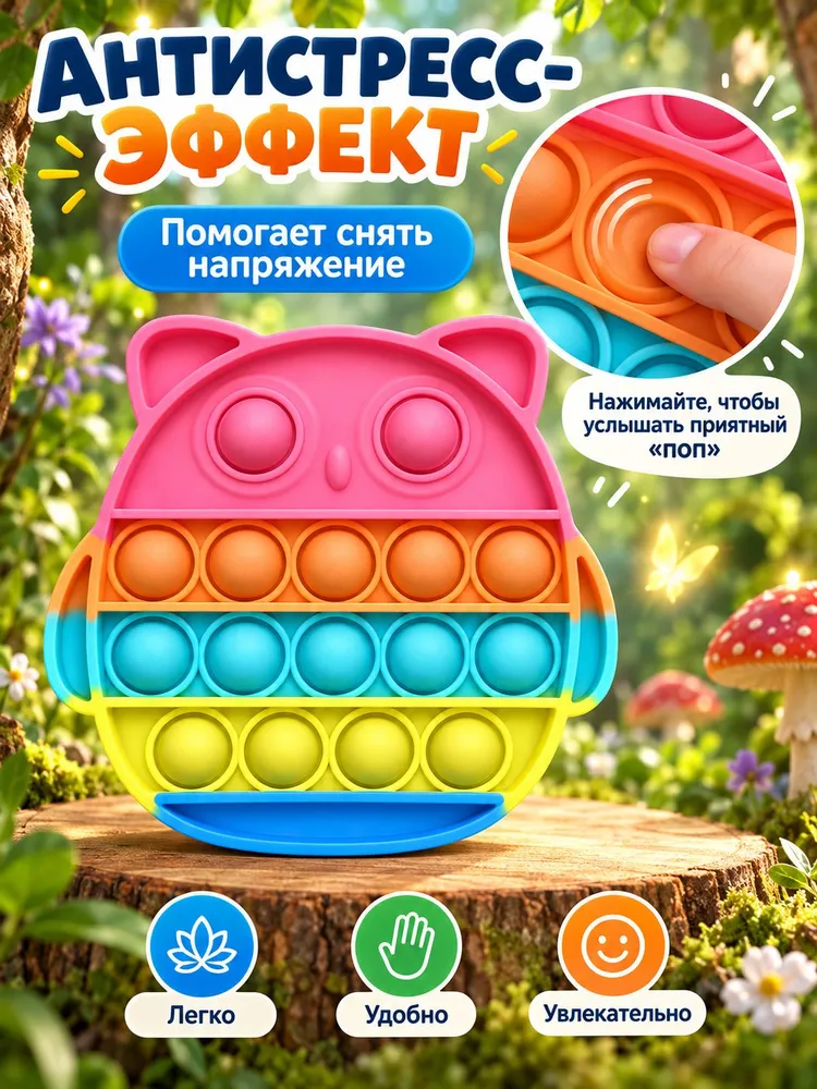 Поп-ит игрушка-антистресс Шиншилла, силиконовая сенсорная игрушка, развивает мелкую моторику, подарок для детей и взрослых, вариант, фото 6