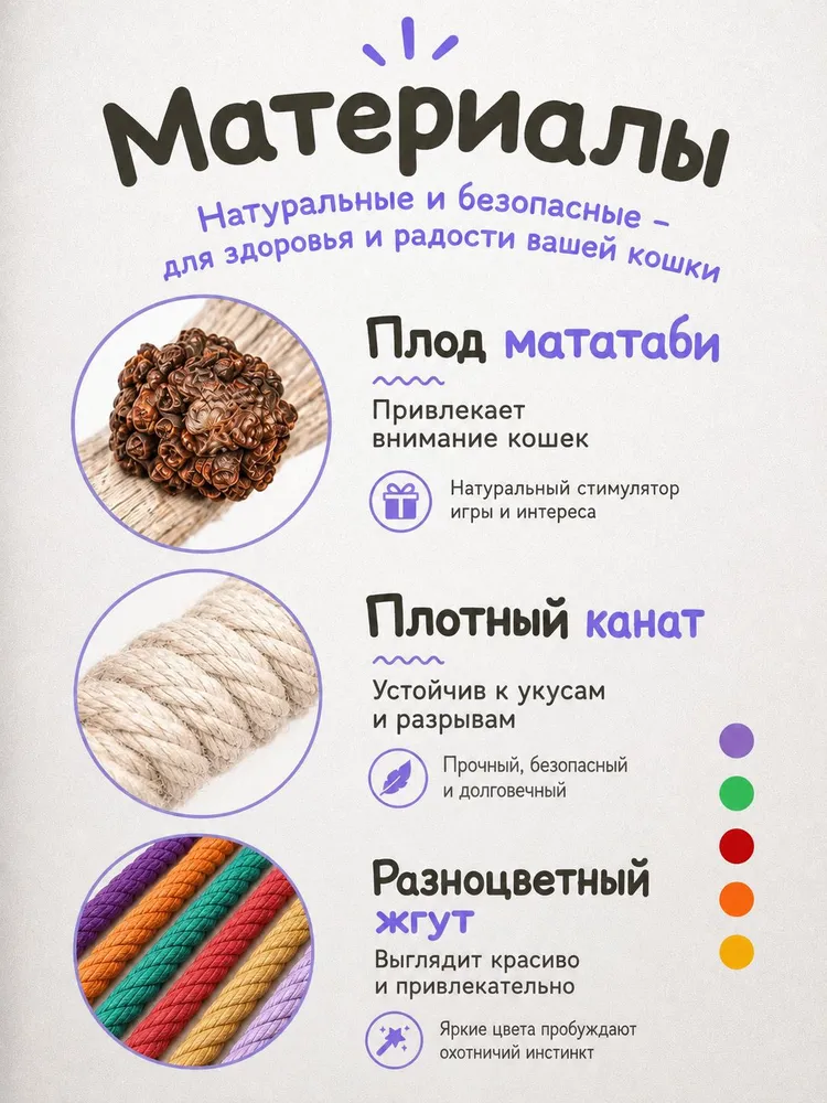 Игрушки для кошек и котят / Прочная дразнилка КАНАТИК 20см, вариант, фото 3