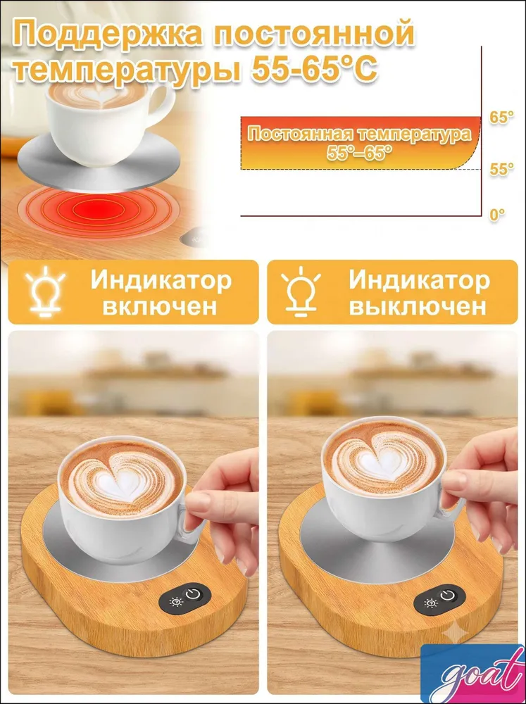 подогреватель для кружки USB, с гравитационным датчикомдля кофе и чая, вариант, фото 5