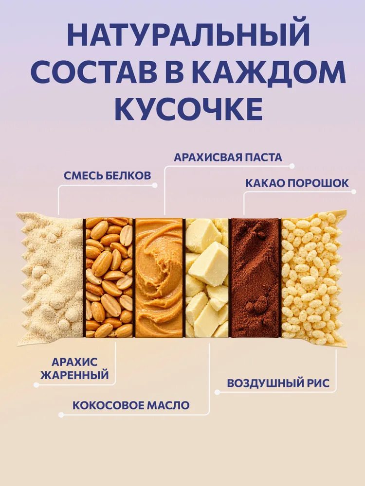 Протеиновые батончики без сахара Pump Up/Whey Protein Ваr "Арахис и Шоколад", 12 шт по 60 г, 12 шт, 60 г, фото 4