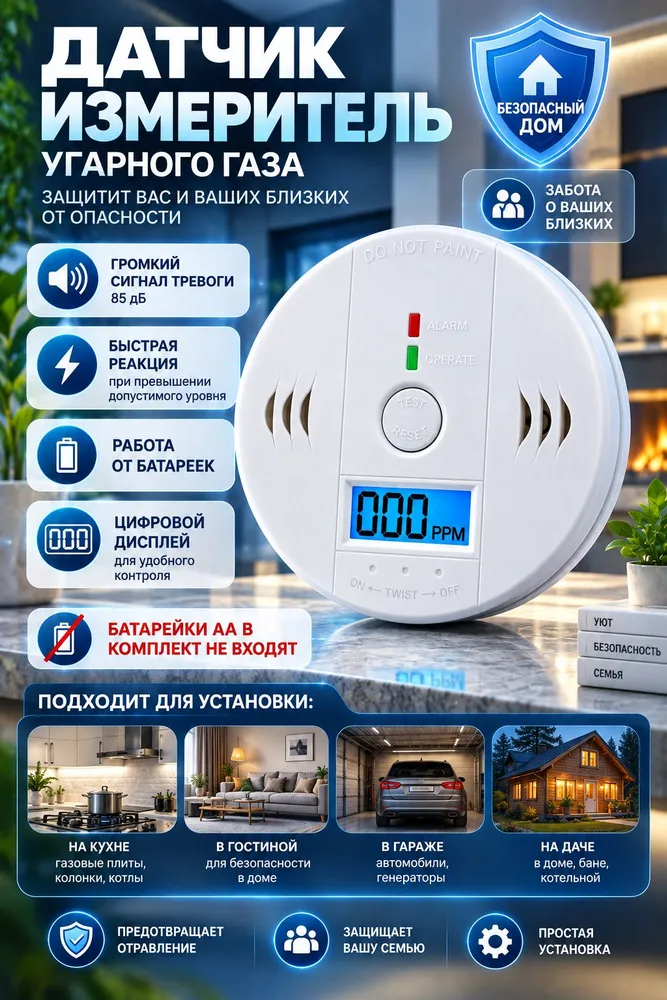 Датчик-измеритель и сигнализатор CO угарного газа, вариант