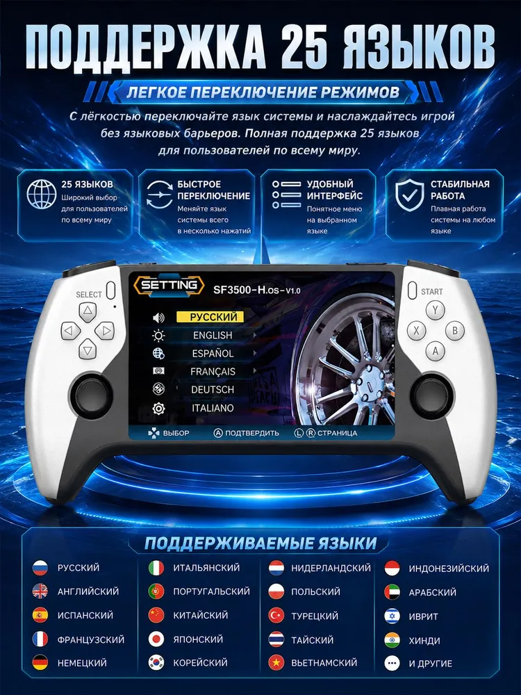 Портативная ретро консоль SF3500 20000 игр, 5" IPS HD, эмуляторы PS1/GBA/N64, ТВ выход, 3000 мАч, 3000 мАч, фото 6