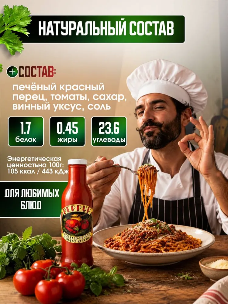 Peppup Кетчуп из печеного красного перца, 300 г, Греция, 300 г, фото 3