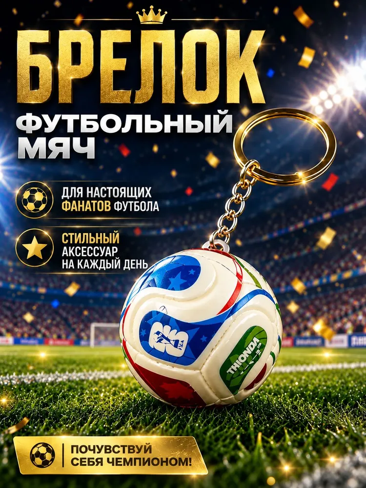 Брелок футбольный мяч стильный аксессуар для ключей, вариант
