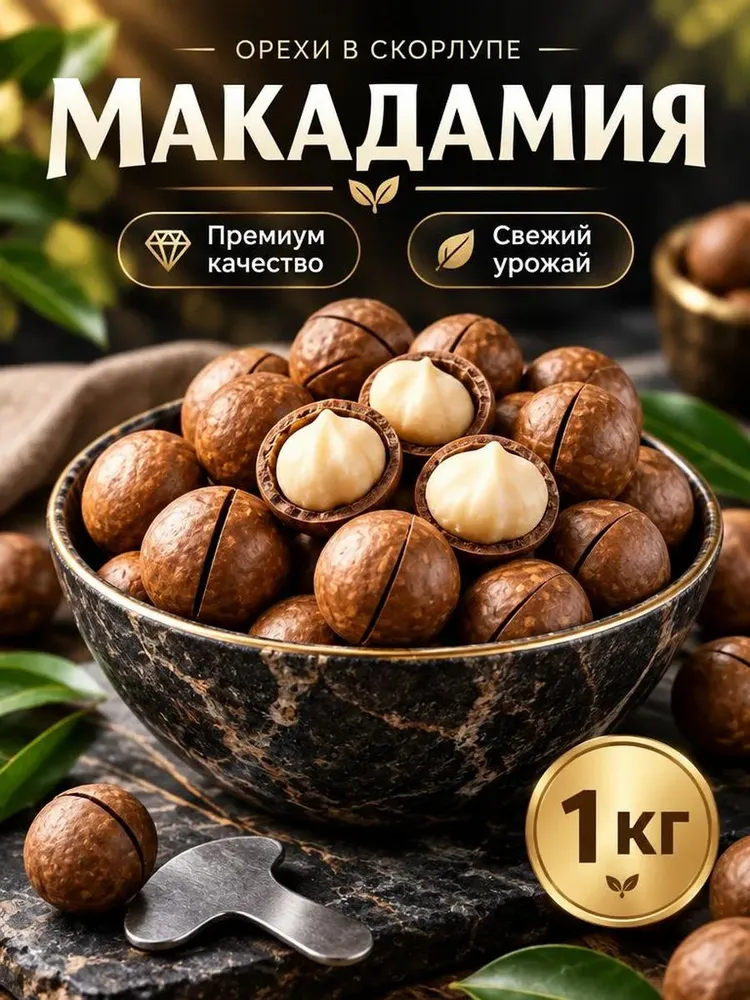 Орех Макадамия в скорлупе с ключом (1000гр) 1 кг, 1 кг, 1 кг