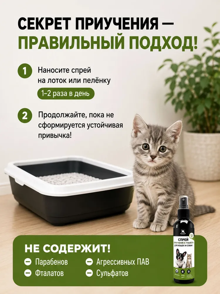 Спрей для приучения к лотку котят и щенков / Средство Приучение к туалету для кошек и собак, 150 мл, 150 мл, фото 4