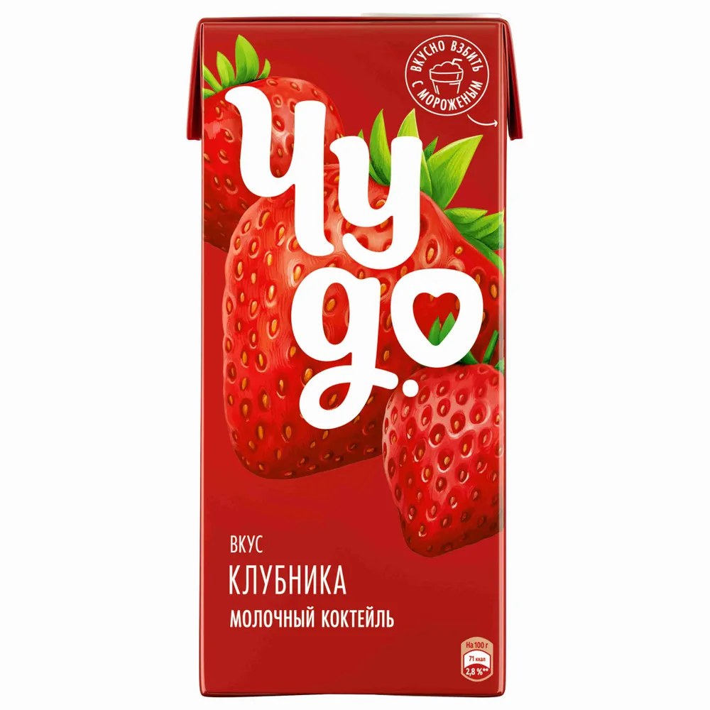Коктейль молочный, десерт со вкусом клубника 2% 960 г, Чудо, 960 г
