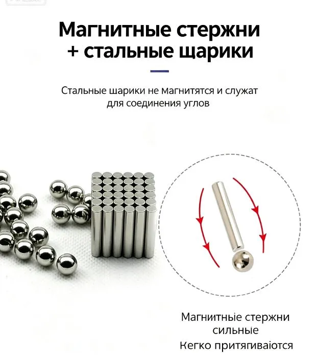 Магнитные палочки и шарики для сборки, вариант, фото 5