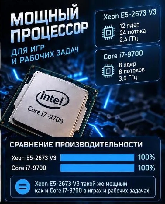 Системный блок компьютер игровой для игр или учёбы (Intel Xeon E5-2673V3, RAM 16 ГБ, SSD 500 ГБ, AMD Radeon RX 580 (4 Гб), ), черный, 16 ГБ, 500 ГБ, фото 3