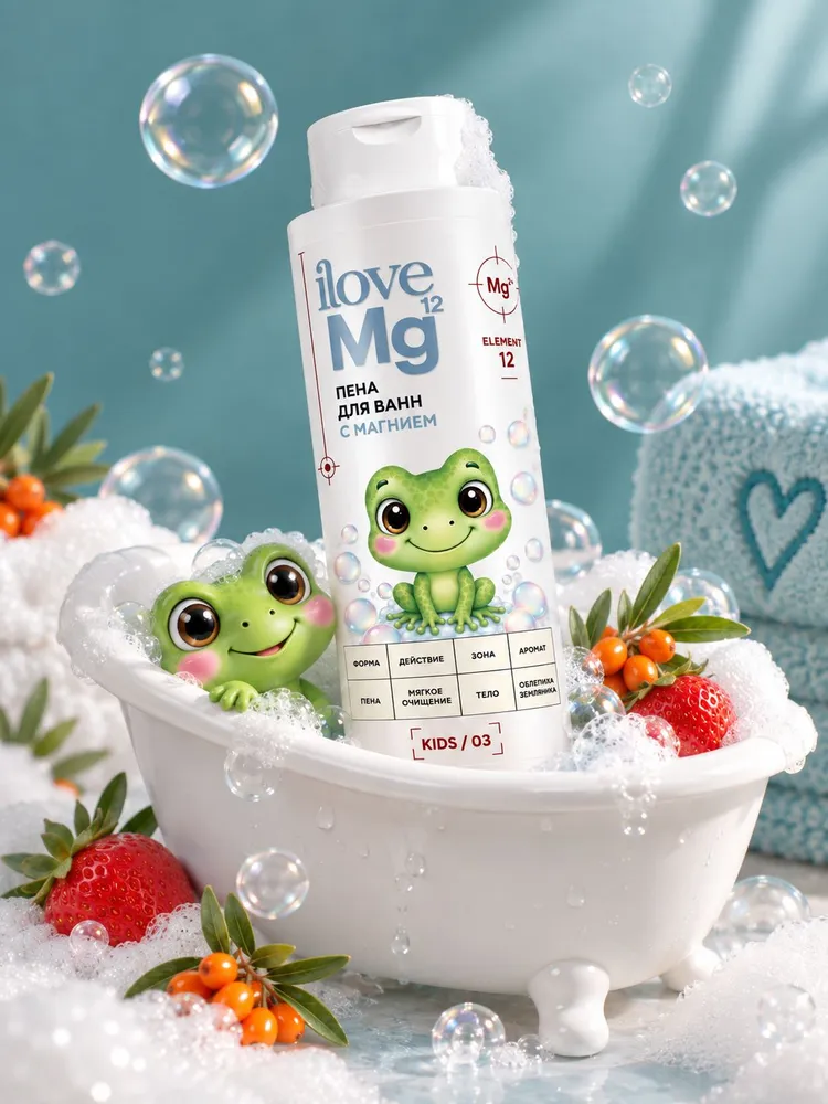 ILOVEMg, Натуральная пена для ванн с ароматом земляники / 1000 мл, 400 мл, фото 3