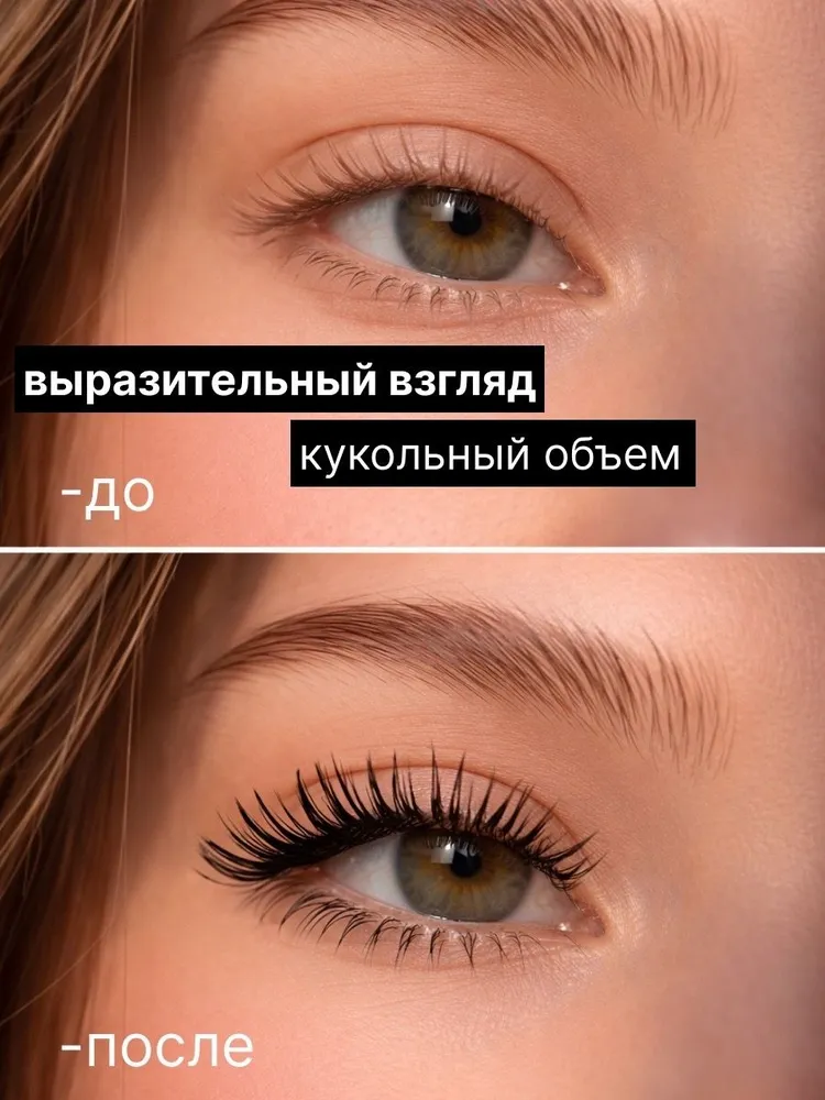 Тушь для ресниц черная и удлиняющая, черный, фото 5