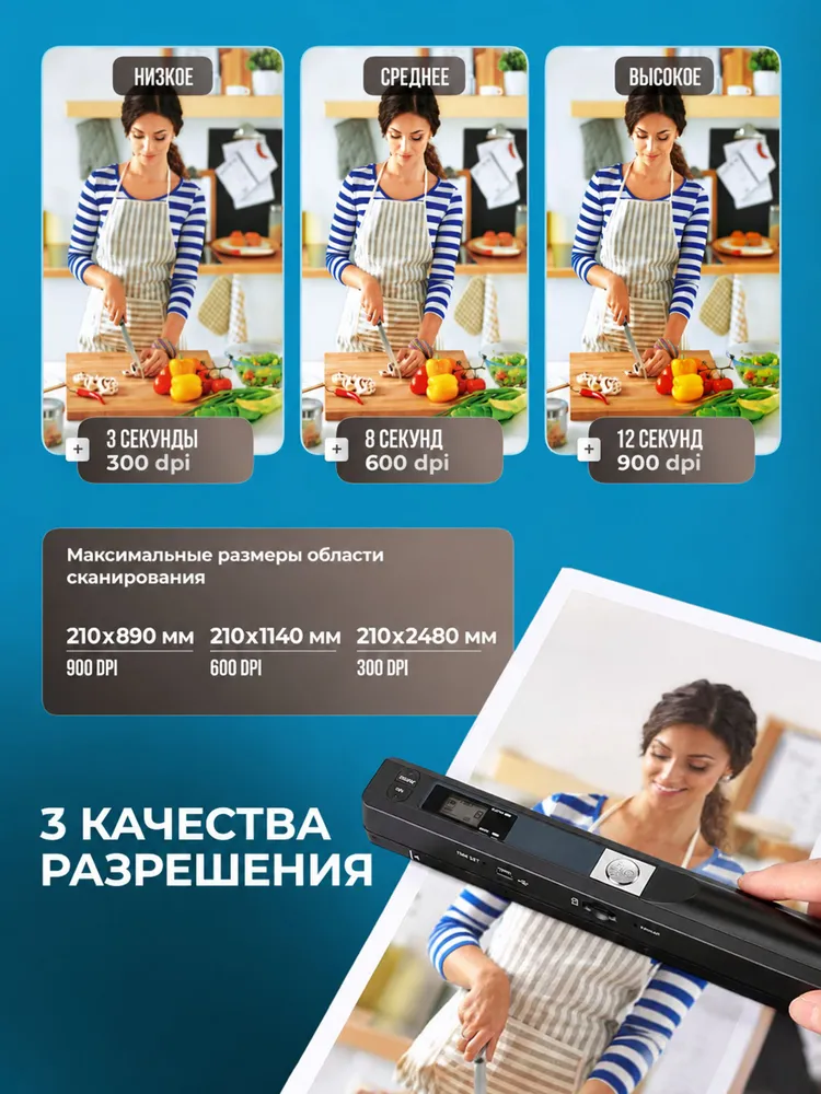 Портативный сканер ручной для дома и офиса PhotoScan 01, вариант, фото 4