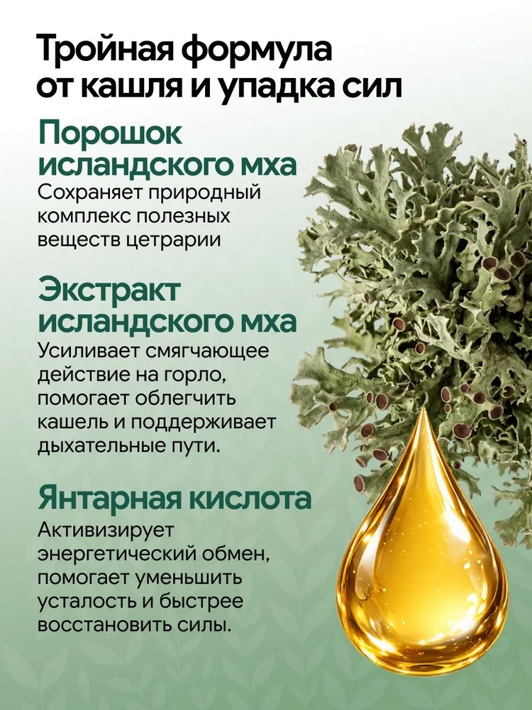 Исландский мох в капсулах с янтарной кислотой, вариант, фото 6