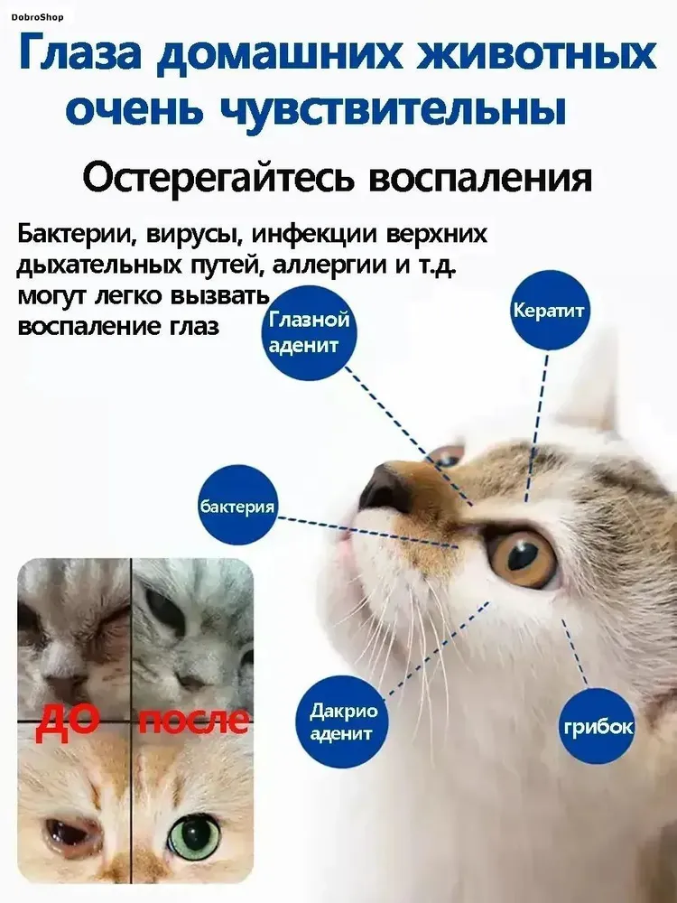 капли для глаз для собак и кошек от гноя , Капли для животных, вариант, фото 6