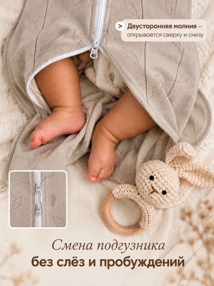 Пеленка-кокон ТВОЯ ИНАЯ для новорожденных на молнии, вариант, фото 3