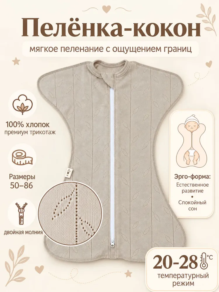 Пеленка-кокон ТВОЯ ИНАЯ для новорожденных на молнии, вариант
