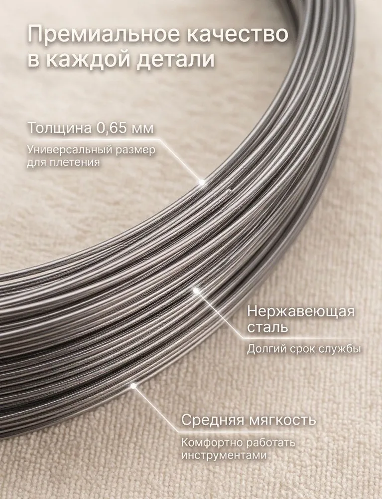 проволока для рукоделия 0.65 мм / проволока нержавеющая, вариант, фото 3
