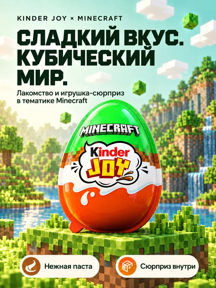 Kinder Joy Minecraft набор 24 шт с коллекционными фигурами, 24 шт, фото 4