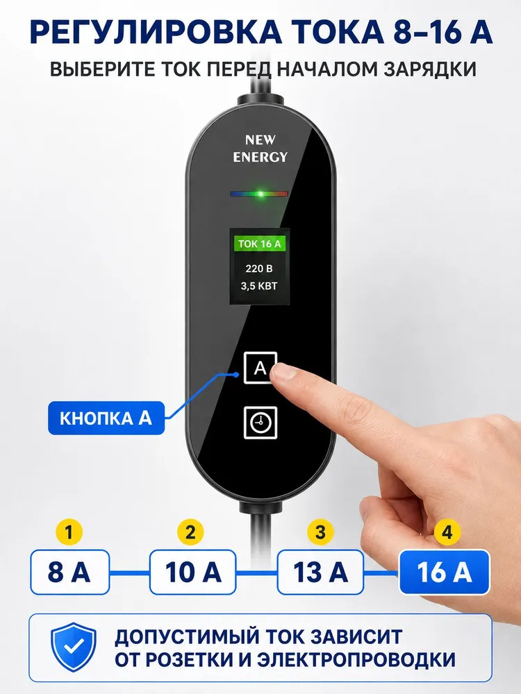 зарядное устройство для электромобиля,GBT, портативная зарядка,GBT8- 16A 220В,3.5кВт,кабелем 5 м, 5 м, фото 4