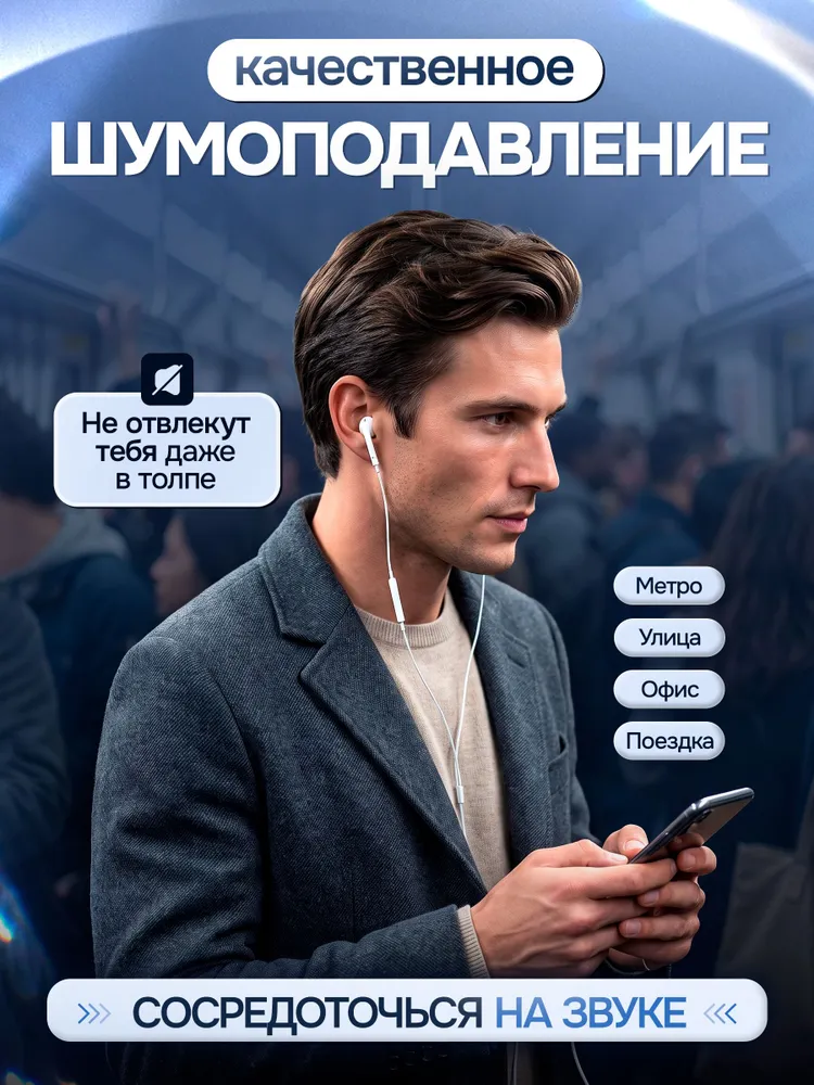 GlowSun Наушники проводные с микрофоном, USB Type-C, слоновая кость, серый, фото 4