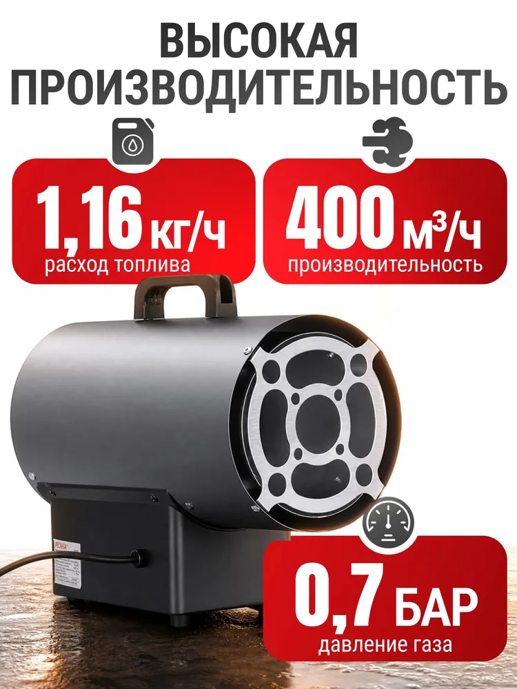 Тепловая газовая пушка ТГП-15Е Ресанта - 150 м2 / 15 кВт ; обогреватель для дома, вариант, фото 2