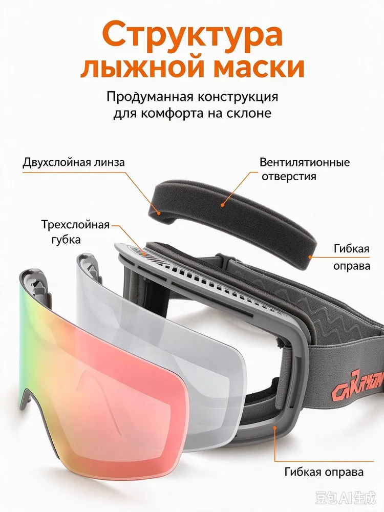 Маска горнолыжная, вариант, фото 3