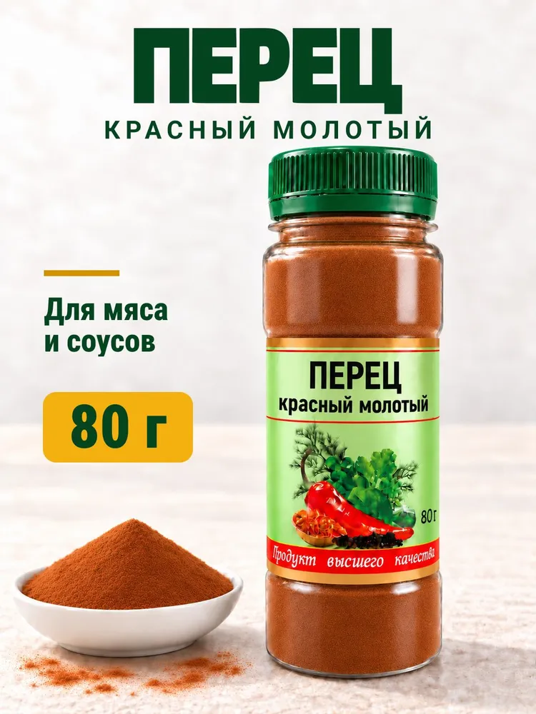 Перец красный молотый острый, жгучий 80 гр, 80 г