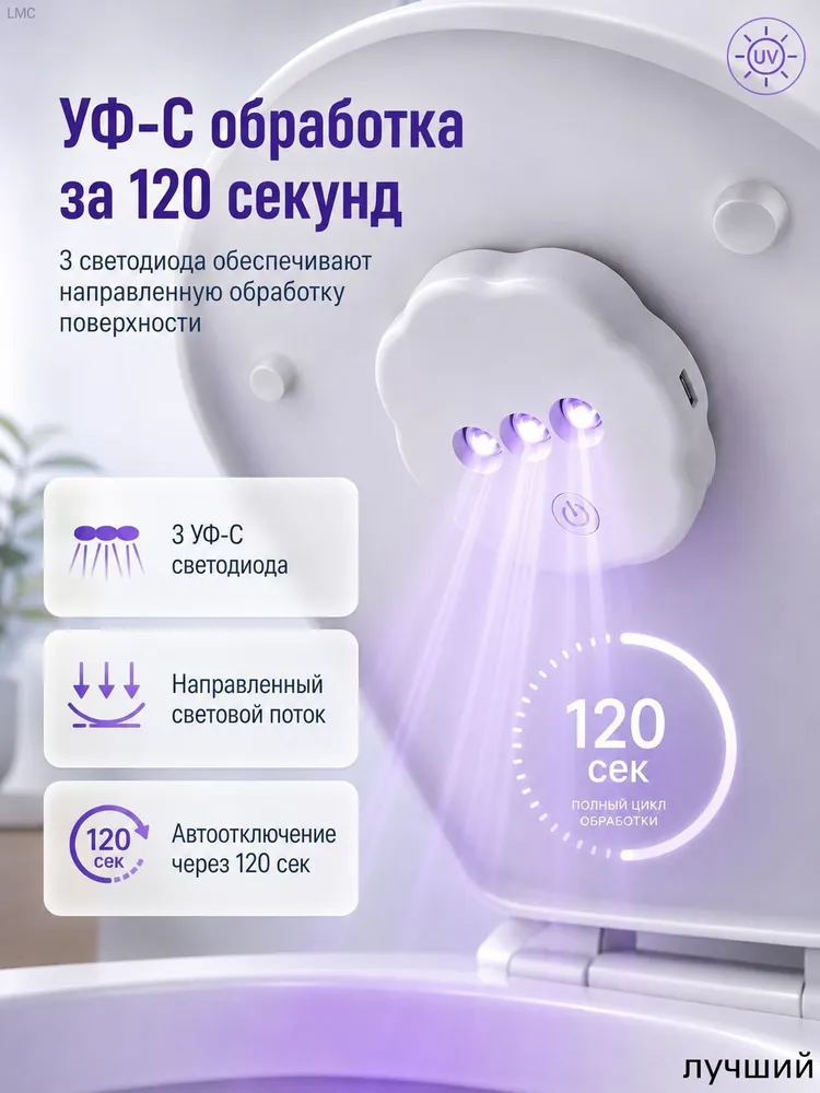 УФ стерилизатор для унитаза с датчиком движения, ультрафиолетовая лампа для дезинфекции туалета и удаления запахов, вариант, фото 2