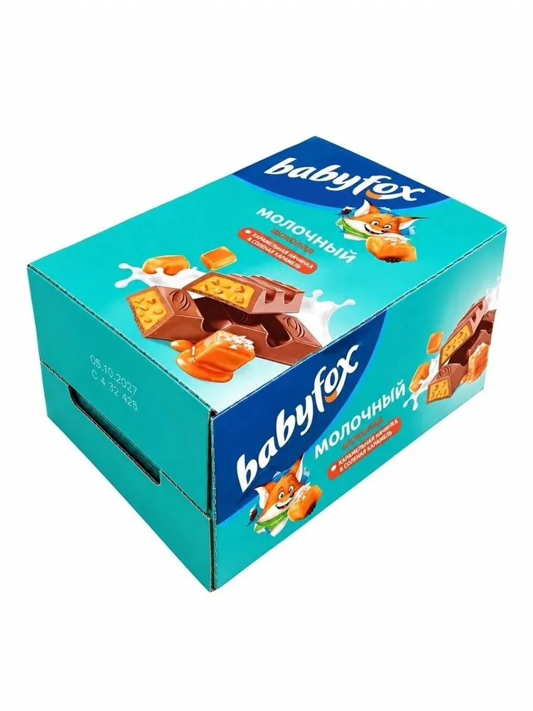 BabyFox молочные шоколадные батончики с карамельной начинкой 30 штук по 45г, 45 г, фото 6