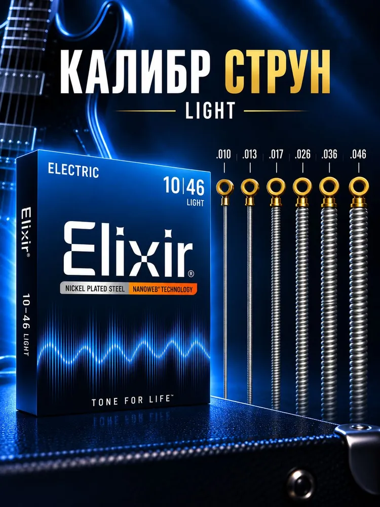 Струны для электрогитары Elixir 12052 10-46, вариант, фото 2