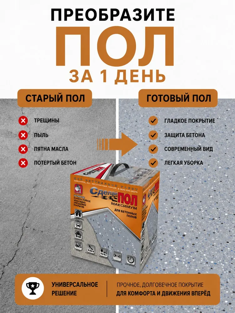Комплект эпоксидный наливной самовыравнивающийся пол, Сделай ПОЛ Максимум, цвет серый на 7 метров, 7 м, фото 2