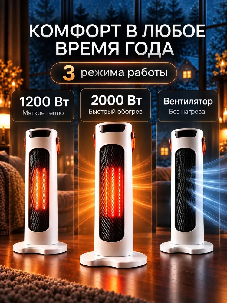 Обогреватель для дома напольный керамический Тепловентилятор, вариант, фото 3