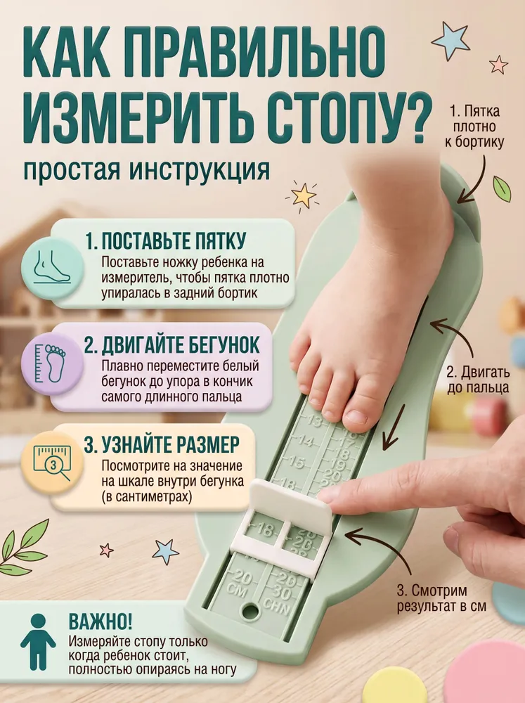 Стопомер детский, 22,7 х 9 см, 22.7x9 см, фото 2